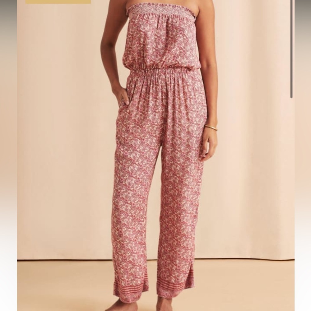 Faherty Renate Smocked Floral Sleeveless Jumpsuit -